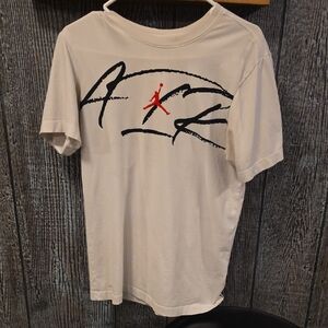 Jordan Beige T-Shirt with Red and Black Graphic